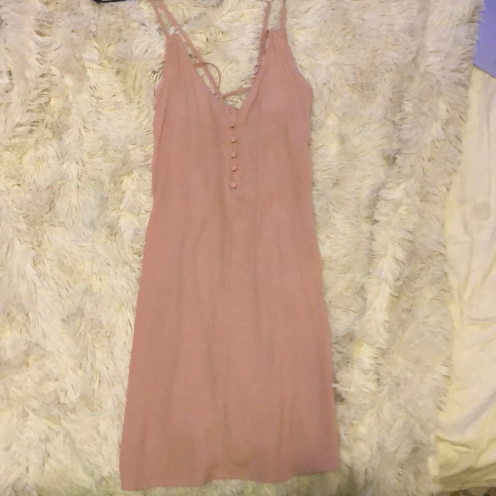 Light pink Kendall and Kylie strappy mini dress